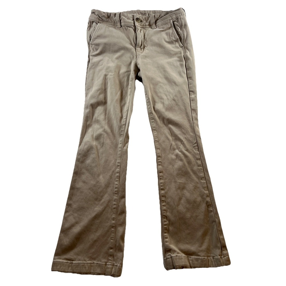 American Eagle Kick Boot Stretch Khaki Pants Women's Size 8 30" Waist  28" Ins
